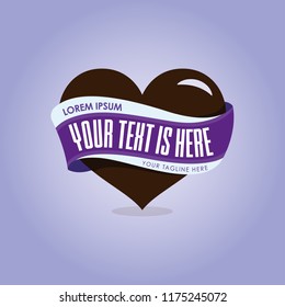Heart Shape Chocolate with ribbon.  Valentine's day love. Vector Illustration Design.
