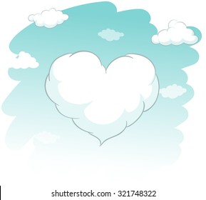 Heart shape cloud in the sky illustration