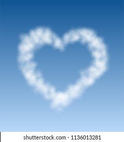 heart shape clouds on blue sky. Vector. eps10