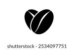 heart shape coffee beans, Black Isolated Silhouette