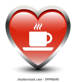 Heart Shape Coffee Cup Sign Icon