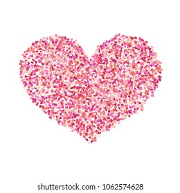 Heart shape color confetti. Valentines petals top view. Isolated on white background. EPS 10 vector file