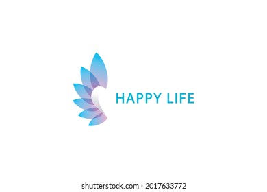 Heart shape colorful 3d ecological healthy natural safe happy life modern refreshment medical logo