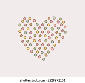 Heart Shape with Colorful Dots, Graphic Design for Fashion and Poster Prints, Wall Art, Sticker, Bag, Mug, Hat