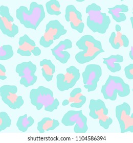 Heart shape colorful leopard seamless pattern in vector