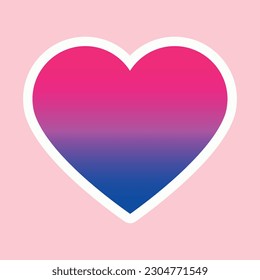 Heart shape in colors of Bisexual Pride Flag on pink background