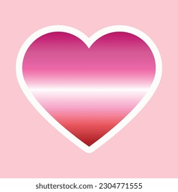 Forma cardíaca con colores de la bandera del Orgullo Lesbiano sobre fondo rosa