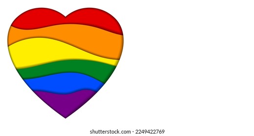 Heart shape in the colors of LGBT community. Paper cut effect. 
Lgbt concept background