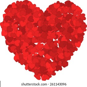 A Heart Shape Composed by Many Small Heart Shapes of Various Tones of Red Colors.