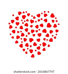 Heart shape composed of many small heart shapes. Perfect for Valentine's Day, love, romantic themed designs, or relations