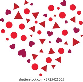 Forma de corazón compuesto de Formas geométricas rojas y rosadas