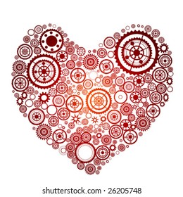 forma del corazón que consiste en engranajes
