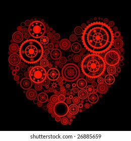 forma del corazón que consiste en engranajes