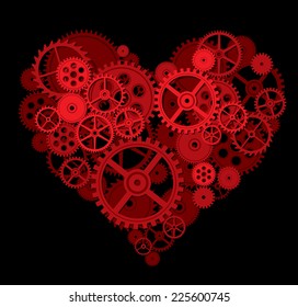 Heart shape consist of gears. Eps8. CMYK. Global colors. Gradients free.