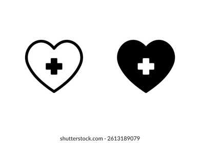 heart shape containing a cross symbol, representing healthcare, love, and support. Ideal for medical, charity, and wellness related projects
