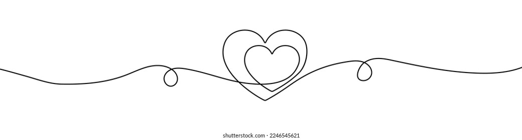 Heart shape in continuous line drawing style. Line art of love symbol. Vector illustration. Abstract background