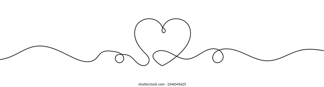 Heart shape in continuous line drawing style. Line art of love symbol. Vector illustration. Abstract background