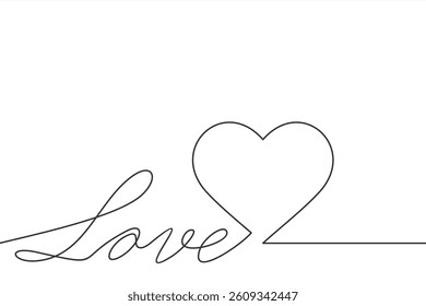 Heart shape continuous line drawing. Love linear symbol. Vector illustration isolated on white.
