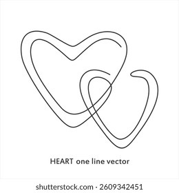Heart shape continuous line drawing. Love linear symbol. Vector illustration isolated on white.
