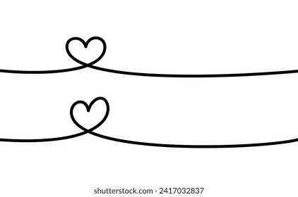 Heart shape. Continuous linear art doodle drawing vector illustration. Love one line symbol.