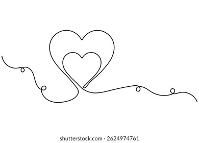 Heart shape continuous one line drawing minimalist single line unique vector illustration