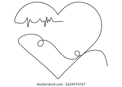 Heart shape continuous one line drawing minimalist single line unique vector illustration