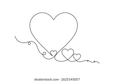 Heart shape continuous one line drawing minimalist single line unique vector illustration