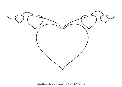Heart shape continuous one line drawing minimalist single line unique vector illustration
