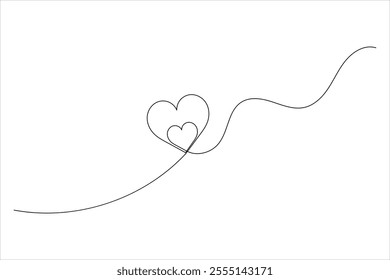 Heart shape continuous single line drawing illustration and love shape one line art