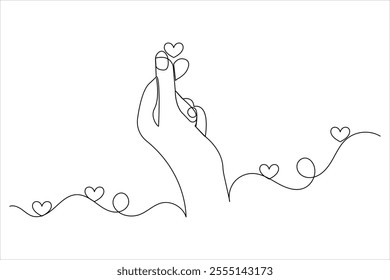 Heart shape continuous single line drawing illustration and love shape one line art
