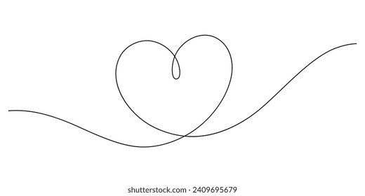 heart shape continuous thin line drawing vector illustration minimalism