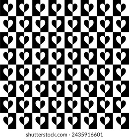 Heart Shape in Contrast Color, Black White, can use for Wallpaper, Cover, Greeting Card, Decoration Ornate, Ornament, Background, Wrapping, Fabric, Textile, Fashion, Tile, Carpet Pattern, etc. Vector