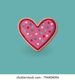 Heart shape cookie with decoration. Valentine day concept