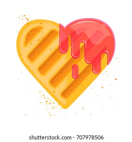 Heart shape cookie with jam sticks. Valentine day cookie. Vector icon