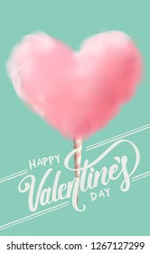 Heart Shape Cotton Candy With Calligraphy Vector Illustration