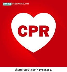 Heart shape with CPR sign on red background