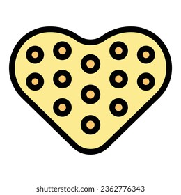 Heart shape cracker icon outline vector. Cookie snack. Cake grain color flat