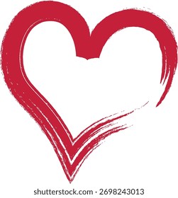 A heart shape created with bold brush strokes and rough edges. The design features a textured outline forming a heart symbol. Cartoon vector illustration.