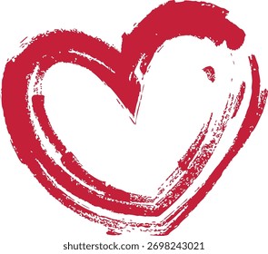 A heart shape created with bold brush strokes in a dynamic style. The design features a textured and artistic representation of love. Cartoon vector illustration.
