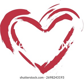 A heart shape created with bold brush strokes in a dynamic style. The strokes form an expressive and artistic heart outline. Cartoon vector illustration.