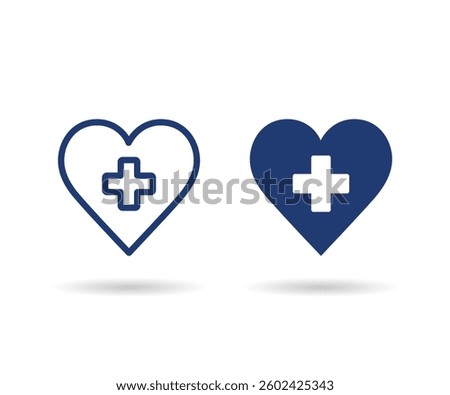 Heart shape with cross inside. Hospital heart icon. Health care and medical concept.