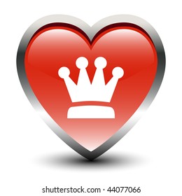 Heart Shape Crown Sign Icon