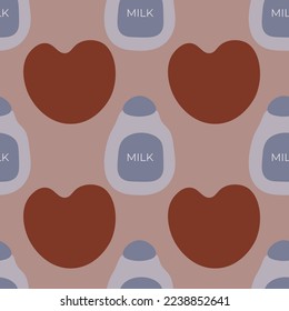 Heart shape and cup of coffee vector ilustration seamless patern.Great for textile,fabric,wrapping paper,and any print.