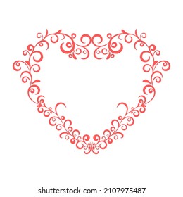 Heart Shape From Curly Outline Elements Romantic Frame