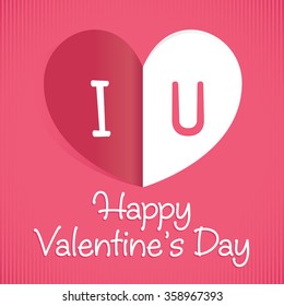 Heart shape cut out Valentines day greeting, vector illustration