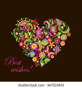 Forma cardíaca con flores decorativas