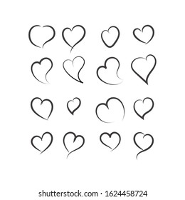 heart shape design element in doodle style. heart shape in line art