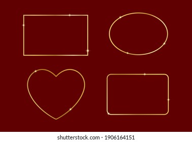 heart shape design gold frame on red background set