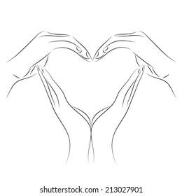 Heart shape design made with hand drawing 