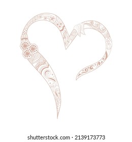 Diseño de forma cardíaca en el estilo de lino. Antecedentes del día de San Valentín. Ilustración vectorial.